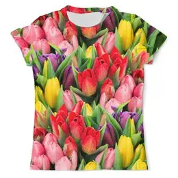 Заказать мужскую футболку в Москве. Футболка с полной запечаткой (мужская) тюльпаны от THE_NISE  - готовые дизайны и нанесение принтов.