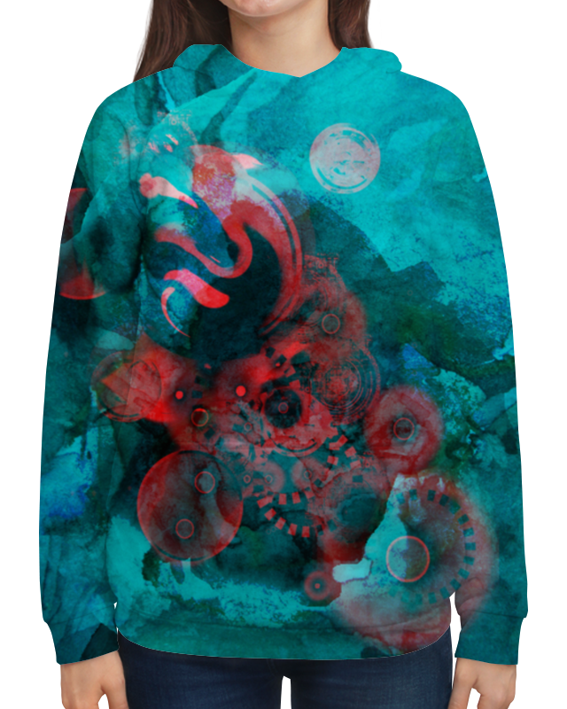 Printio Толстовка с полной запечаткой Красно-бирюзовая абстракция