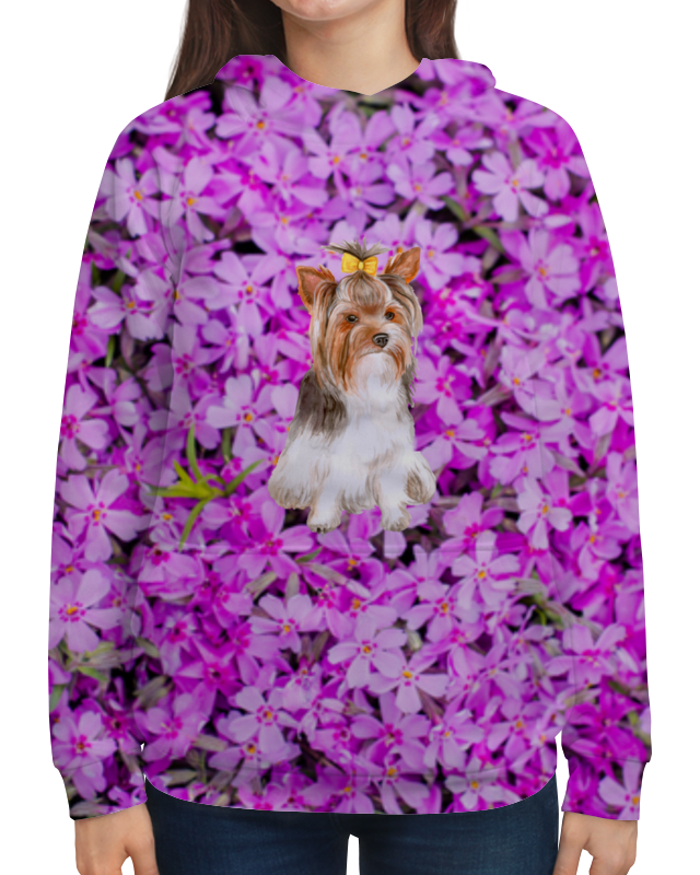 Printio Толстовка с полной запечаткой Цветы и пес