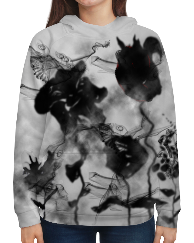 Printio Толстовка с полной запечаткой Черно-белые цветы. абстракция printio борцовка с полной запечаткой черно белые цветы абстракция