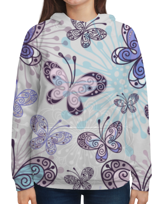 цена Printio Толстовка с полной запечаткой Фиолетовые бабочки