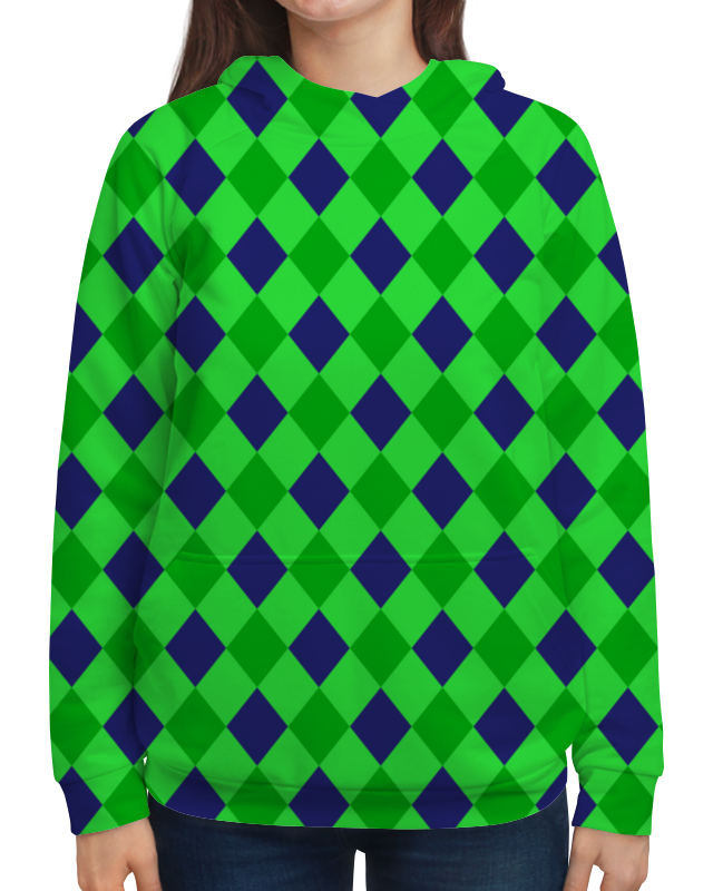 Printio Толстовка с полной запечаткой Сине-зеленые квадраты printio перчатки с полной запечаткой зеленые квадраты