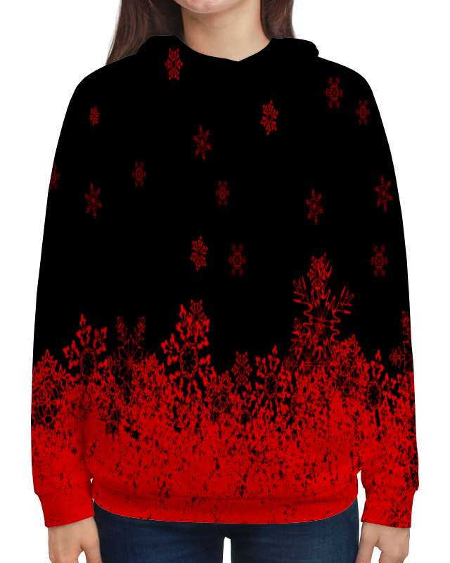 Printio Толстовка с полной запечаткой Красные снежинки printio толстовка с полной запечаткой красные углы