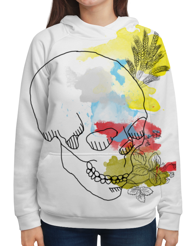 Printio Толстовка с полной запечаткой Череп акварель