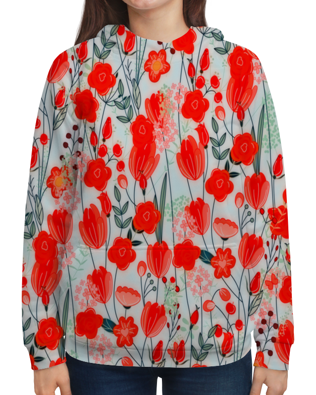 Printio Толстовка с полной запечаткой Красные цветы printio сумка с полной запечаткой exo красные цветы