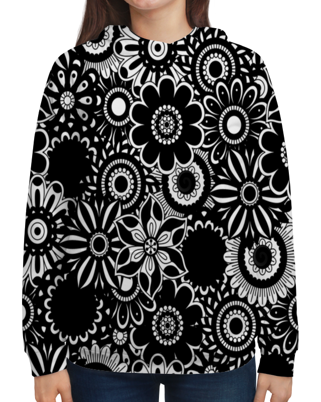 Printio Толстовка с полной запечаткой Черно-белые цветы printio борцовка с полной запечаткой черно белые цветы абстракция