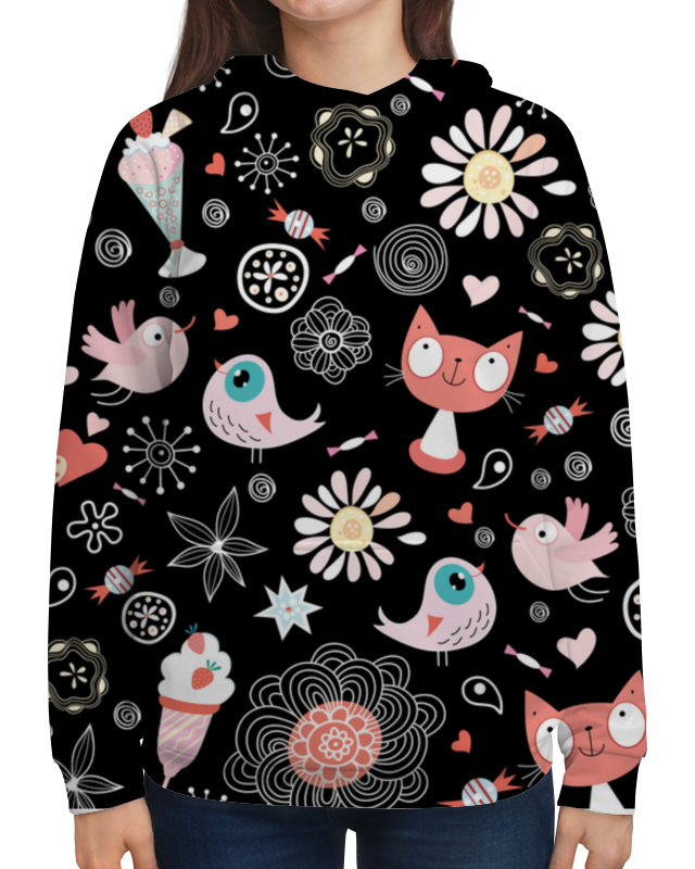 Printio Толстовка с полной запечаткой Коты и птички printio футболка с полной запечаткой мужская коты и птички