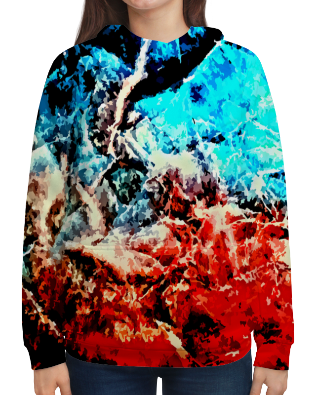 printio футболка с полной запечаткой для девочек лед и пламя Printio Толстовка с полной запечаткой Лед и пламя