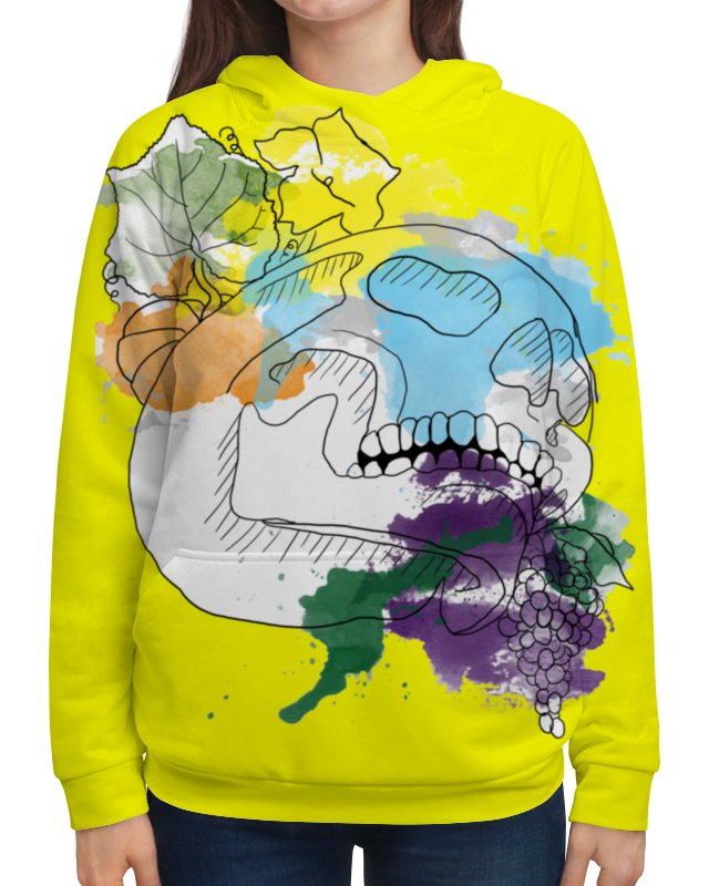 Printio Толстовка с полной запечаткой Череп акварель