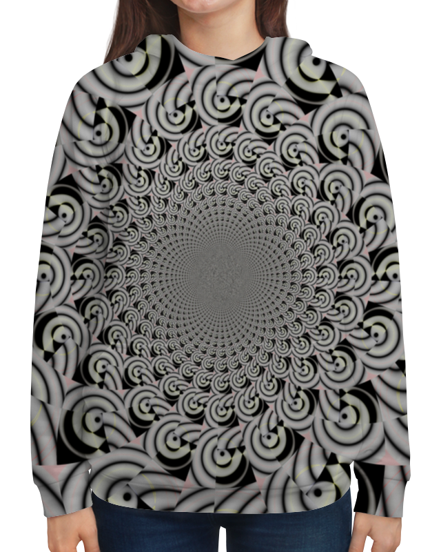 Printio Толстовка с полной запечаткой Черно-белый спиральный калейдоскоп printio толстовка с полной запечаткой паттерн с мантрой тришулой свастикой