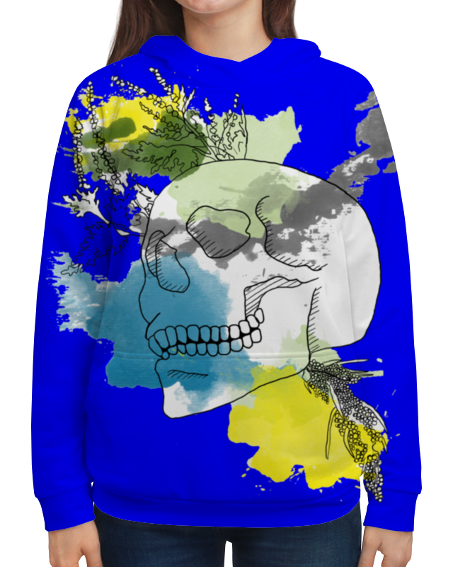 Printio Толстовка с полной запечаткой Череп акварель