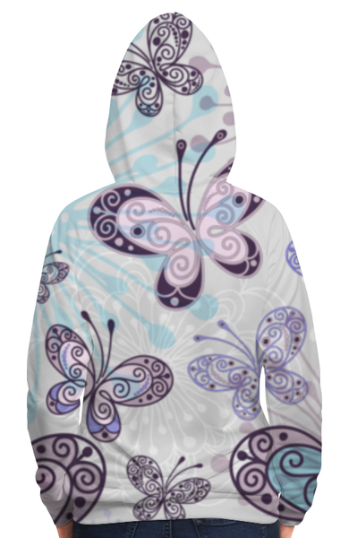 Заказать толстовку в Москве. Толстовка с полной запечаткой Фиолетовые бабочки от weeert - готовые дизайны и нанесение принтов.