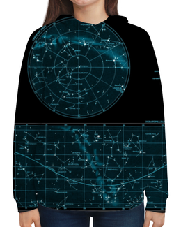 Заказать толстовку в Москве. Толстовка с полной запечаткой Карта звёздного неба от Виктор Гришин - готовые дизайны и нанесение принтов.