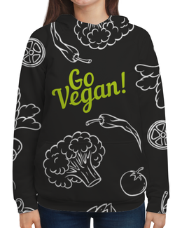 Заказать толстовку в Москве. Толстовка с полной запечаткой Go Vegan! от vegan@thespaceway.info - готовые дизайны и нанесение принтов.