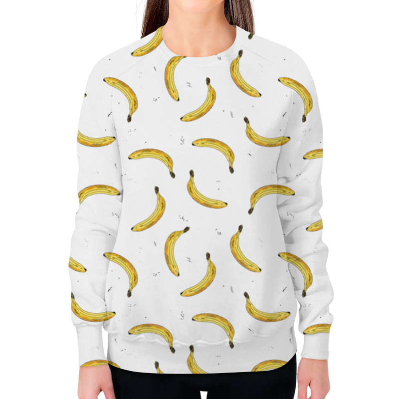 Printio Свитшот женский с полной запечаткой Бананы на белом printio свитшот мужской с полной запечаткой бананы на сером