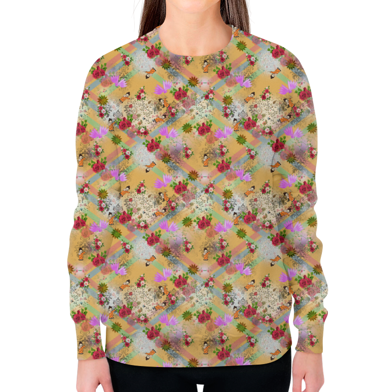 Printio Свитшот женский с полной запечаткой Красочные цветочные композиции printio футболка с полной запечаткой женская красочные цветочные композиции