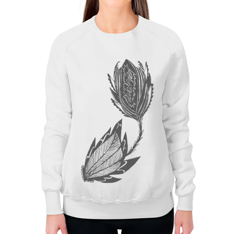 Printio Свитшот женский с полной запечаткой Черный цветок