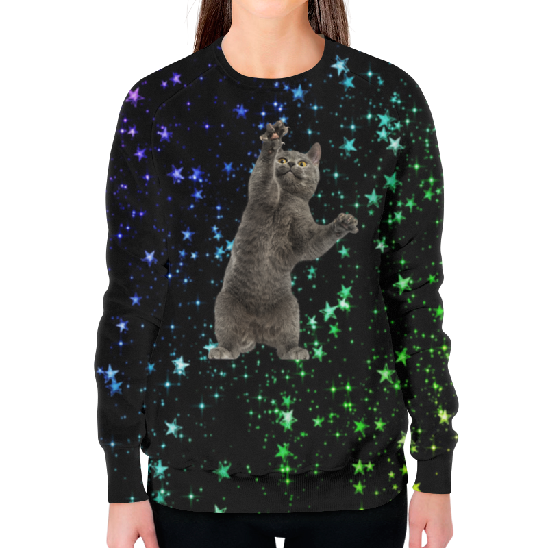 Printio Свитшот женский с полной запечаткой кот и звезды printio детский свитшот с полной запечаткой кот и звезды