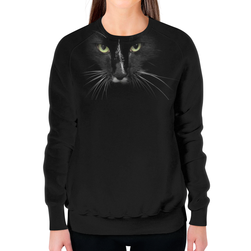 Printio Свитшот женский с полной запечаткой Черный кот printio свитшот женский с полной запечаткой грозовой кот