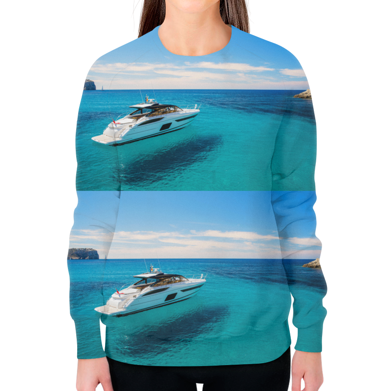 Printio Свитшот женский с полной запечаткой Яхта в море. printio футболка с полной запечаткой женская яхта в море