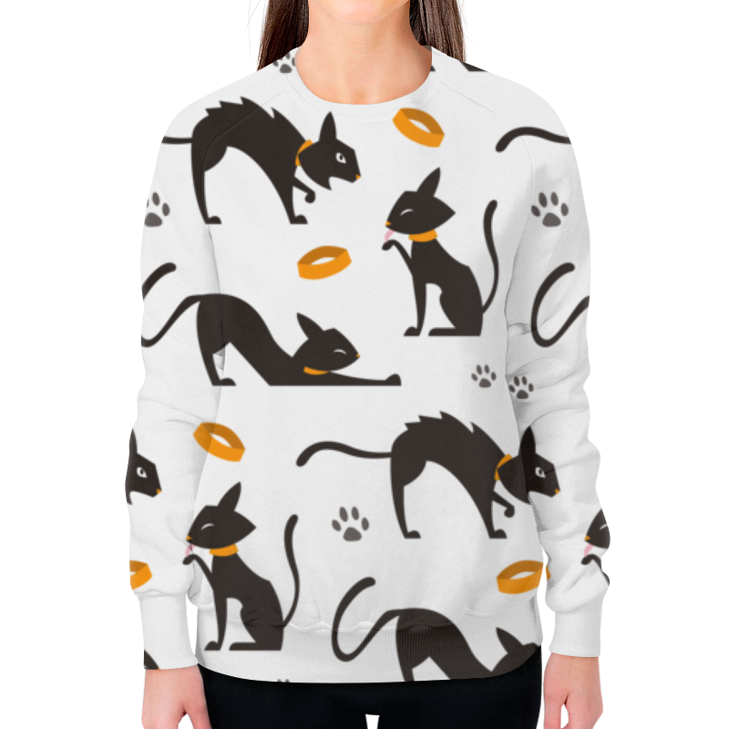 printio свитшот мужской с полной запечаткой чёрные кошки Printio Свитшот женский с полной запечаткой Чёрные кошки