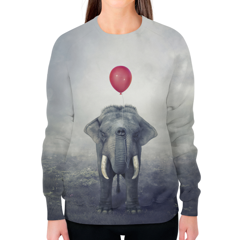 Printio Свитшот женский с полной запечаткой Красный шар и слон printio футболка с полной запечаткой мужская красный шар и слон