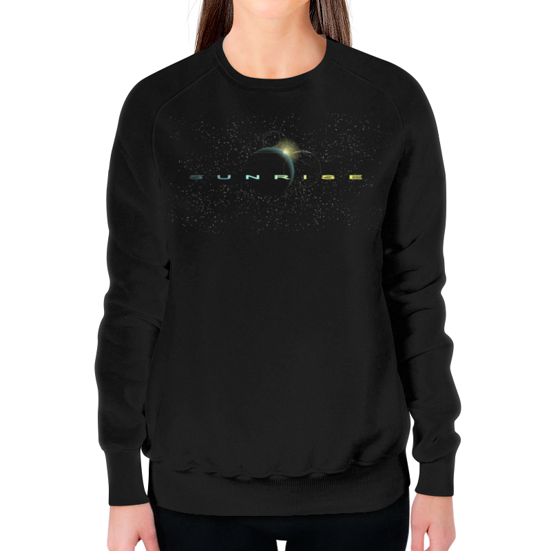 Printio Свитшот женский с полной запечаткой Восход солнца над планетой.