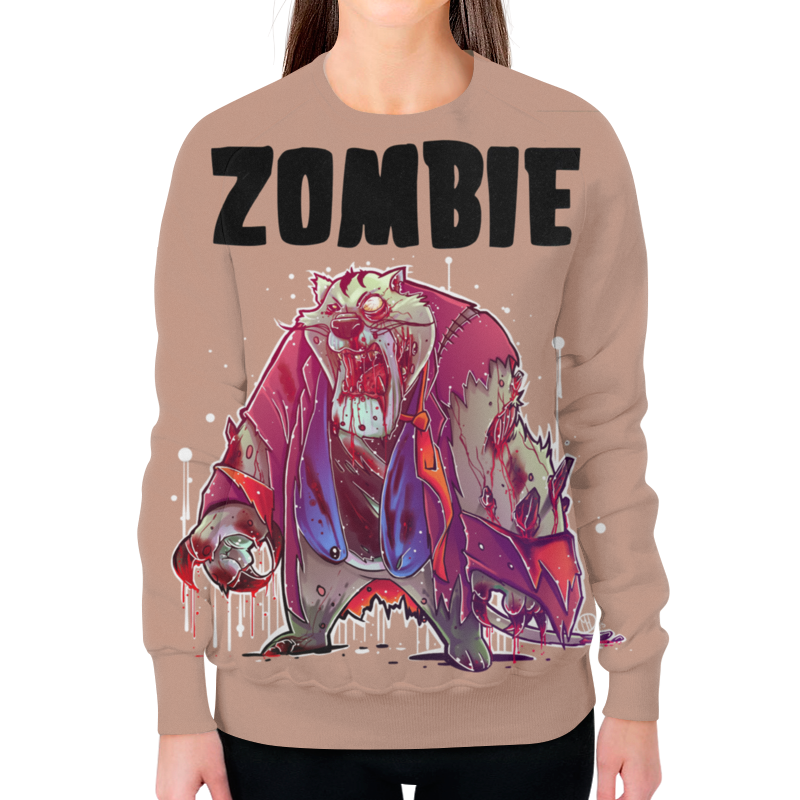 Printio Свитшот женский с полной запечаткой Zombie cat