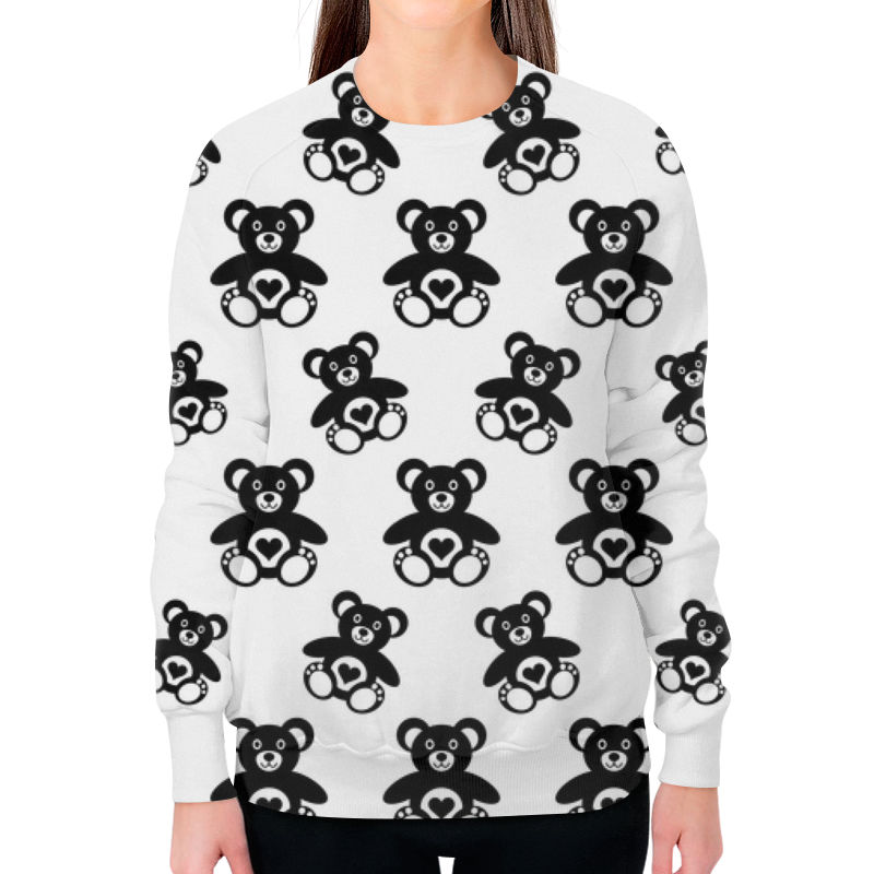 Printio Свитшот женский с полной запечаткой Черно-белые мишки printio футболка с полной запечаткой мужская черно белые мишки