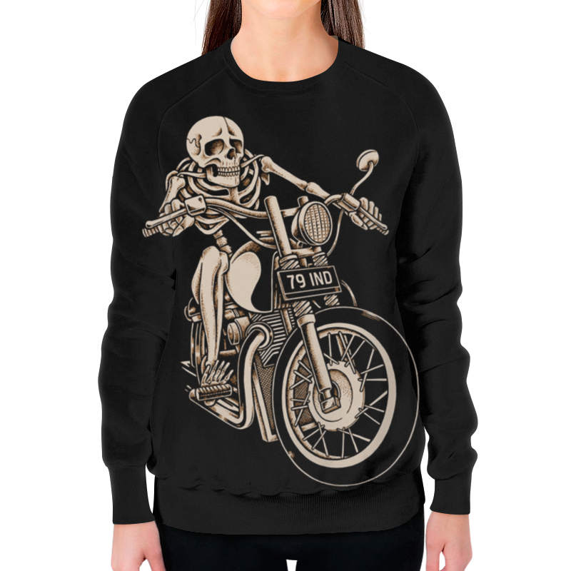 Printio Свитшот женский с полной запечаткой Skeleton biker printio футболка с полной запечаткой для мальчиков skeleton biker