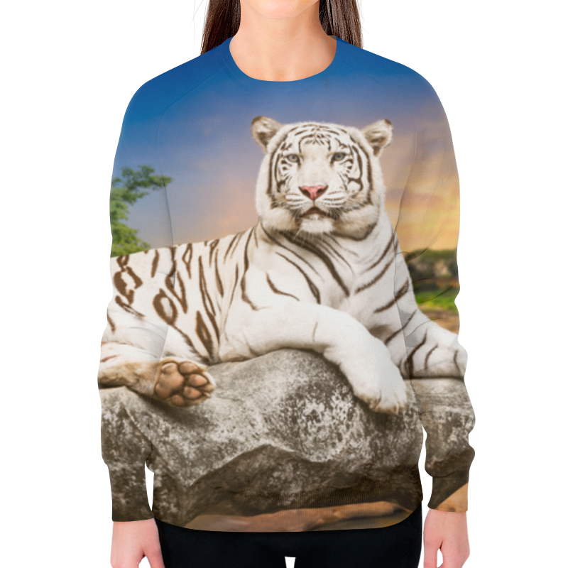 цена Printio Свитшот женский с полной запечаткой Белый тигр