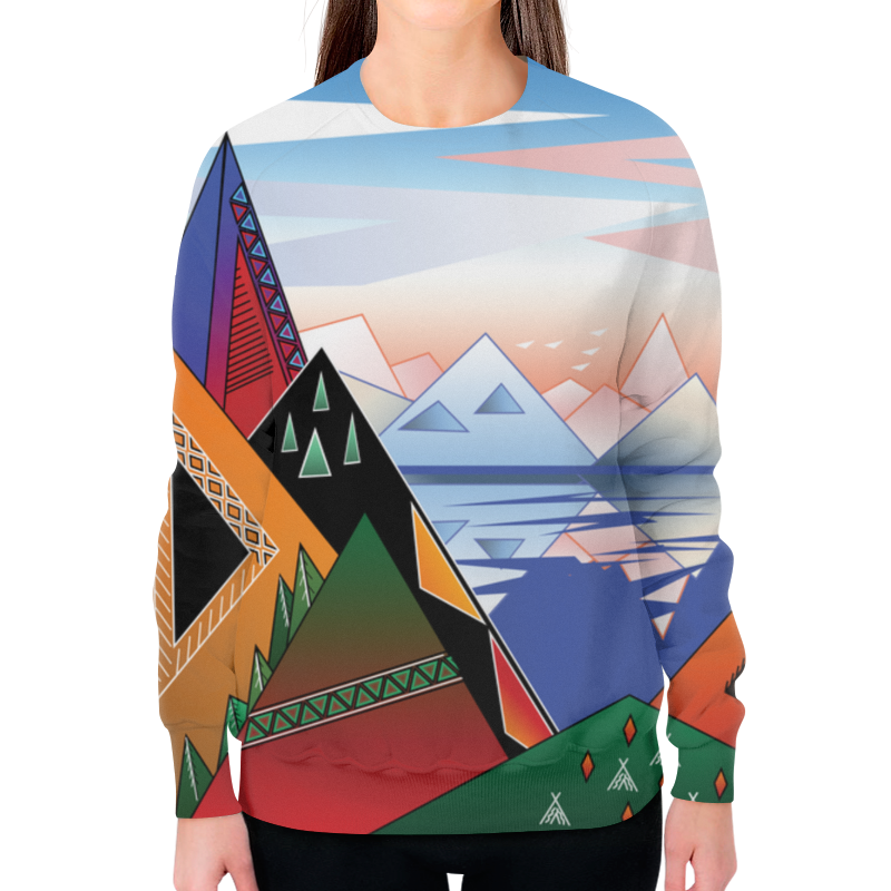 Printio Свитшот женский с полной запечаткой Абстрактный пейзаж с горами и морем