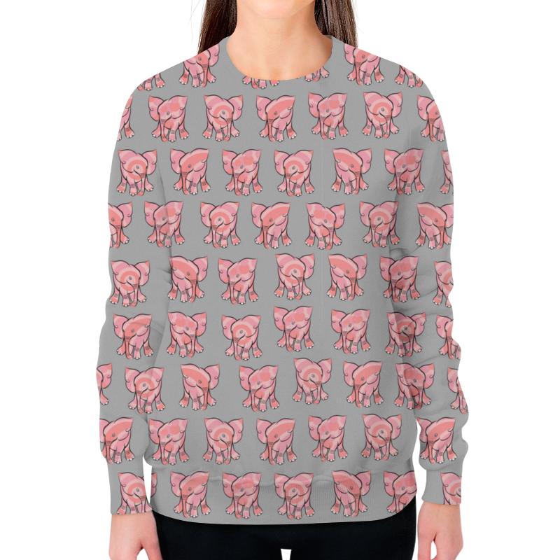 Printio Свитшот женский с полной запечаткой Розовые слоники printio футболка с полной запечаткой женская розовые слоники