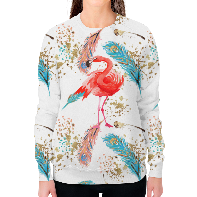 Printio Свитшот женский с полной запечаткой Фламинго