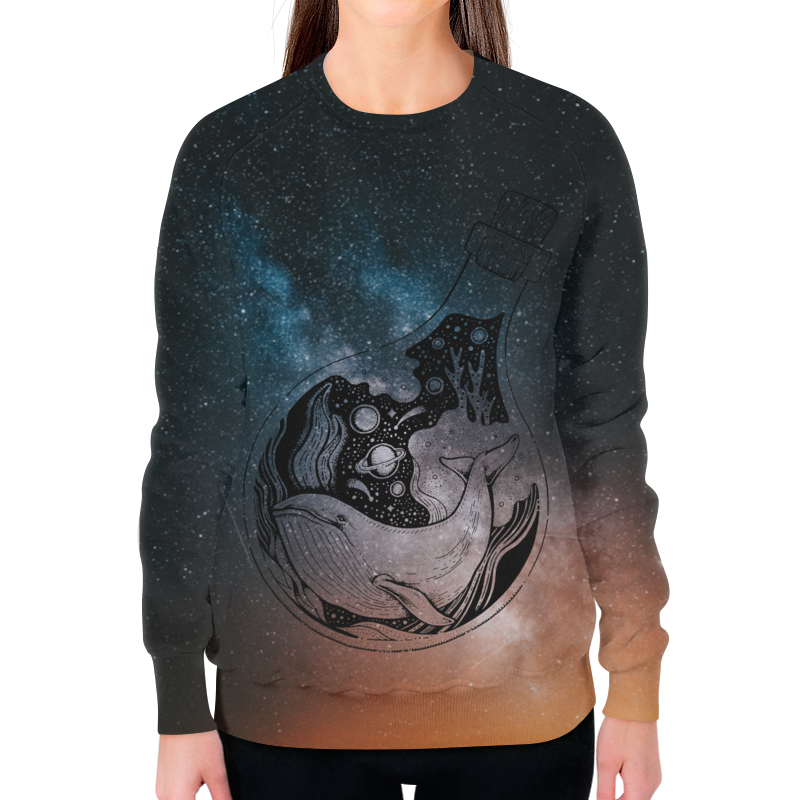 Printio Свитшот женский с полной запечаткой Космический кит printio футболка с полной запечаткой мужская космический кит