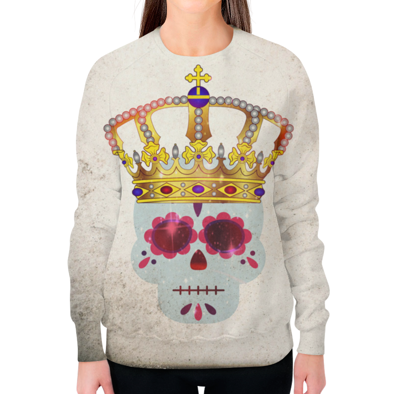 Printio Свитшот женский с полной запечаткой Череп в короне