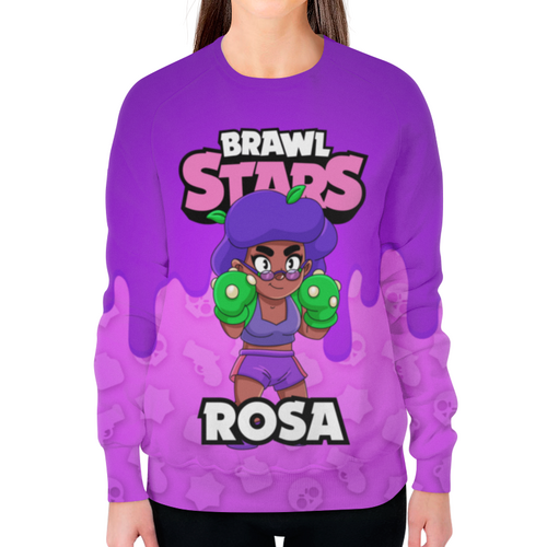 Заказать свитшот в Москве. Свитшот женский с полной запечаткой BRAWL STARS ROSA от geekbox - готовые дизайны и нанесение принтов.