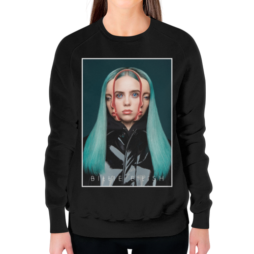 Заказать свитшот в Москве. Свитшот женский с полной запечаткой Billie Eilish от geekbox - готовые дизайны и нанесение принтов.