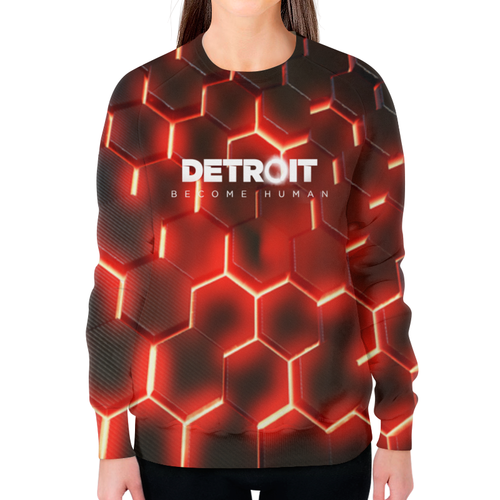 Заказать свитшот в Москве. Свитшот женский с полной запечаткой Detroit от THE_NISE  - готовые дизайны и нанесение принтов.