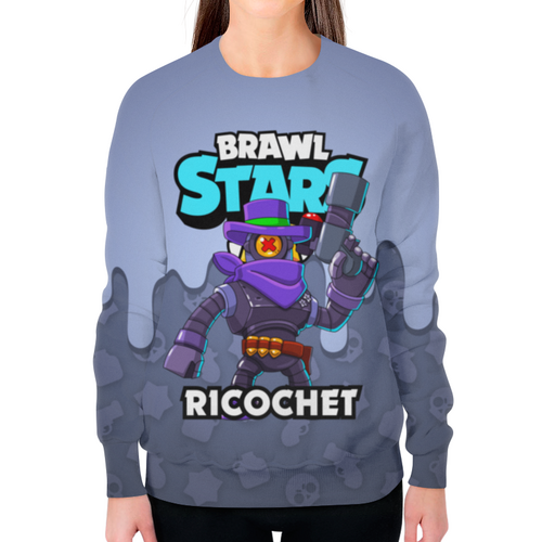 Заказать свитшот в Москве. Свитшот женский с полной запечаткой BRAWL STARS RICOCHET от geekbox - готовые дизайны и нанесение принтов.