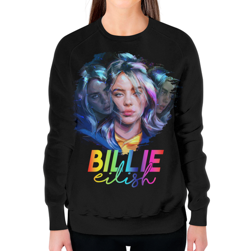 Заказать свитшот в Москве. Свитшот женский с полной запечаткой Billie Eilish( Билли Айлиш)       от T-shirt print  - готовые дизайны и нанесение принтов.
