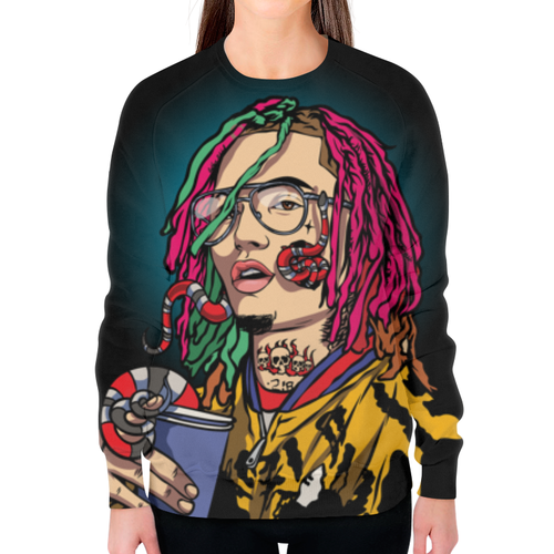 Заказать свитшот в Москве. Свитшот женский с полной запечаткой Lil Pump от geekbox - готовые дизайны и нанесение принтов.