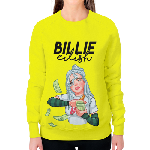 Заказать свитшот в Москве. Свитшот женский с полной запечаткой Billie Eilish( Билли Айлиш)      от T-shirt print  - готовые дизайны и нанесение принтов.