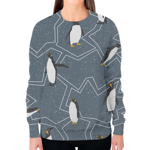 Заказать свитшот в Москве. Свитшот женский с полной запечаткой пингвины от THE_NISE  - готовые дизайны и нанесение принтов.