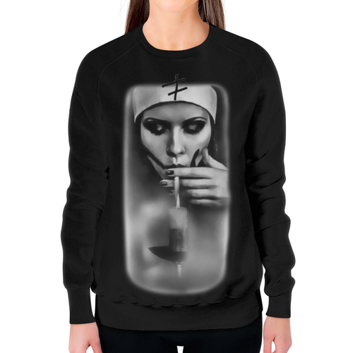 Заказать свитшот в Москве. Свитшот женский с полной запечаткой Монашка от T-shirt print  - готовые дизайны и нанесение принтов.