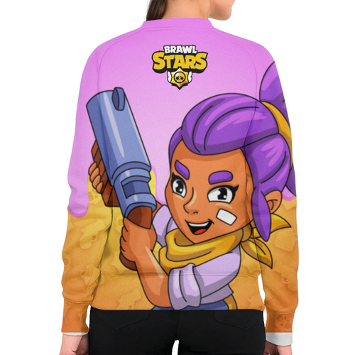 Заказать свитшот в Москве. Свитшот женский с полной запечаткой BRAWL STARS SHELLY от geekbox - готовые дизайны и нанесение принтов.