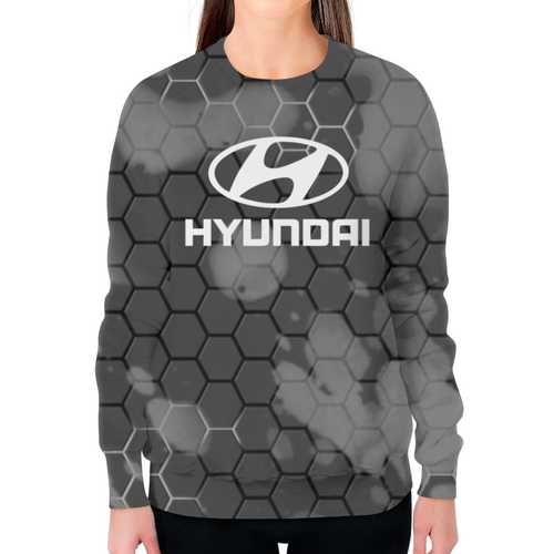Заказать свитшот в Москве. Свитшот женский с полной запечаткой Hyundai от THE_NISE  - готовые дизайны и нанесение принтов.
