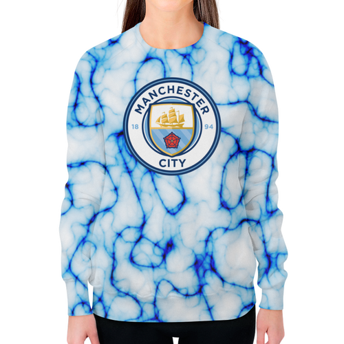 Заказать свитшот в Москве. Свитшот женский с полной запечаткой Manchester City от THE_NISE  - готовые дизайны и нанесение принтов.