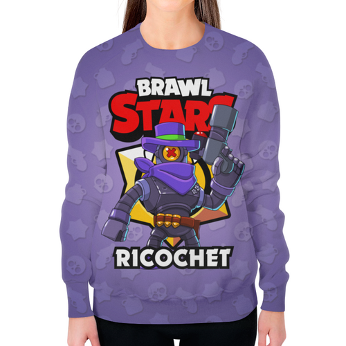Заказать свитшот в Москве. Свитшот женский с полной запечаткой BRAWL STARS RICOCHET от geekbox - готовые дизайны и нанесение принтов.