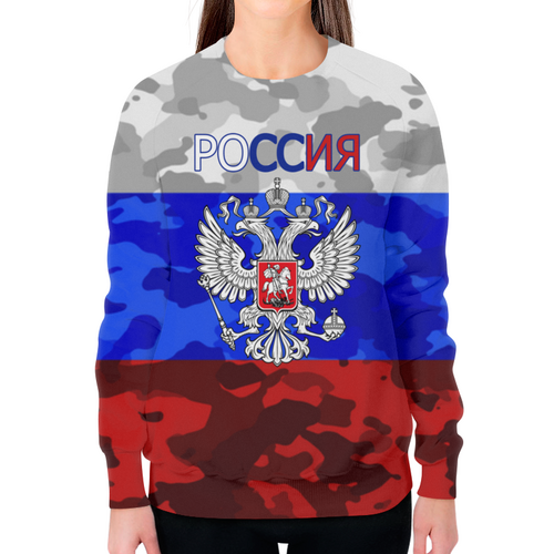 Заказать свитшот в Москве. Свитшот женский с полной запечаткой   Герб России от THE_NISE  - готовые дизайны и нанесение принтов.